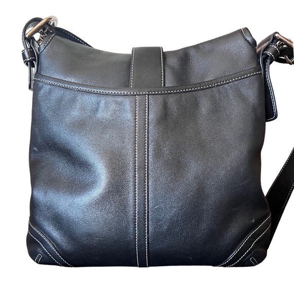 VTG Coach Soho Black Leather Flap Crossbody Bag Silver Buckle 9480 - Picture 6 of 17